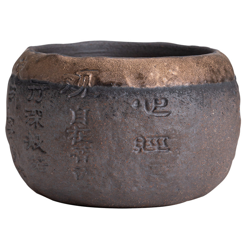 Relief Heart Sutra Handmade Stoneware Master Cup