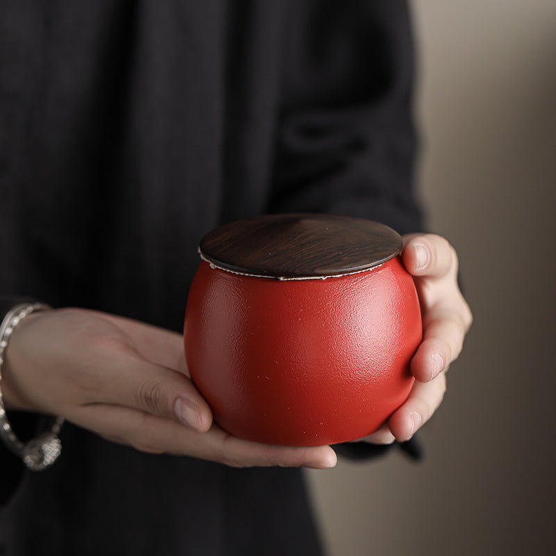 Japanese Style Coarse Pottery Small Tea Jar