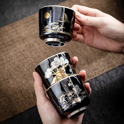 Silver Gilded Ceramic Tea Cup
