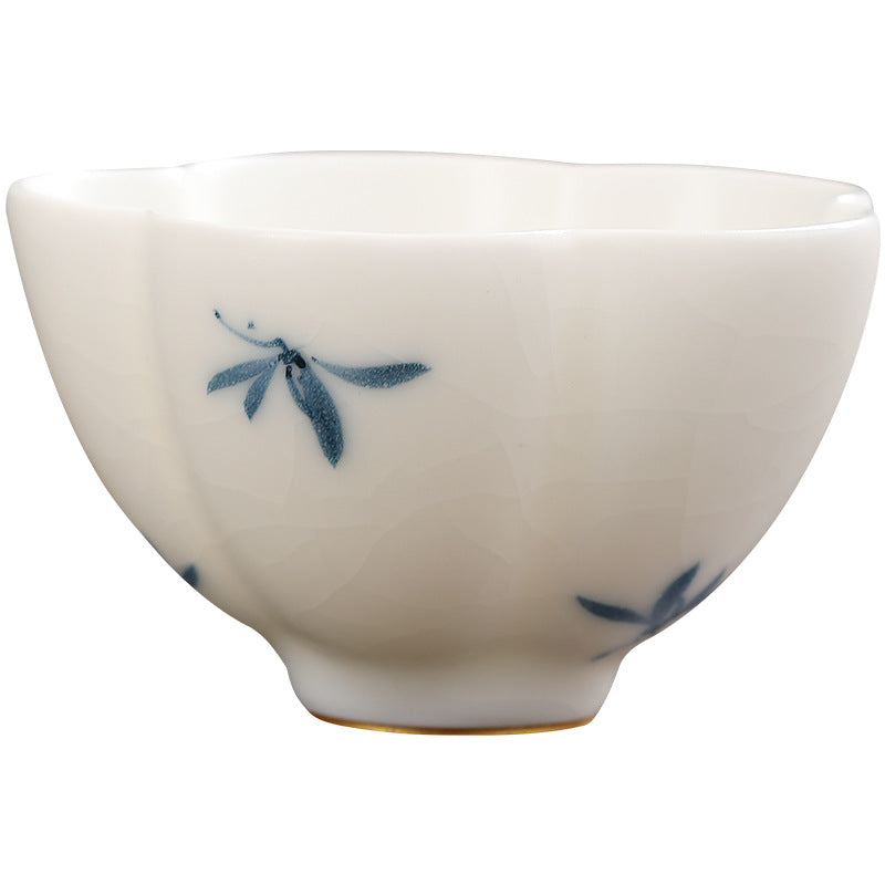 Hand-painted Orchid White Ru Ware Master Cup