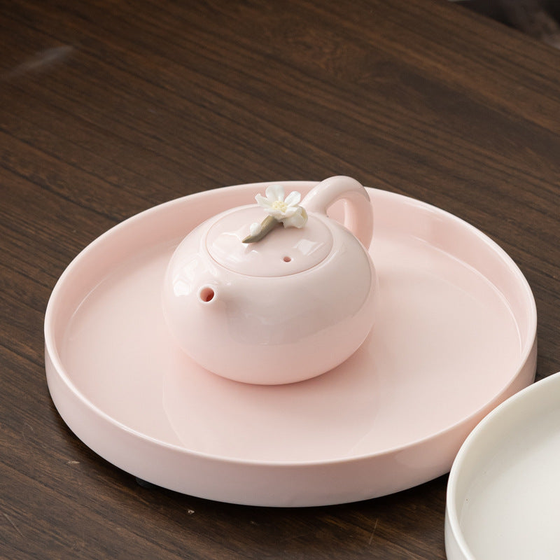 Pinch Flower White Jade Porcelain Teapot