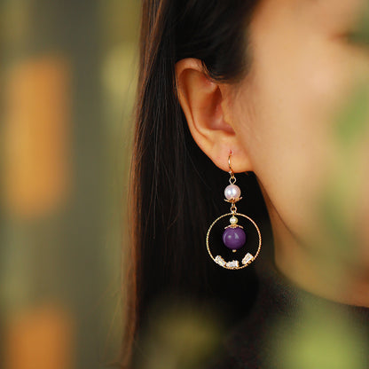 Lilac Blossom Purple Mica Pearl Earrings