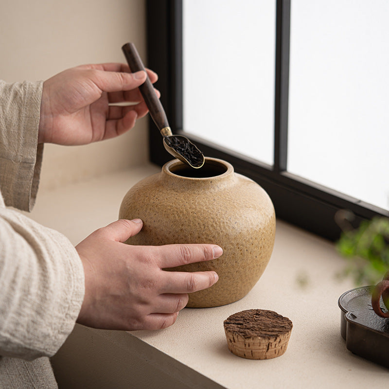 Wooden Plug Ceramic Stoneware Tea Tins