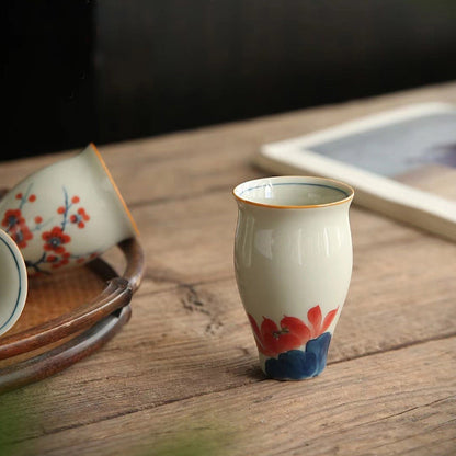 Gray Wood-Grain Hand-drawn Kung Fu Tea Cup