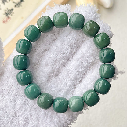 Lime White Jade Bodhi Root Buddha Beads Bracelet