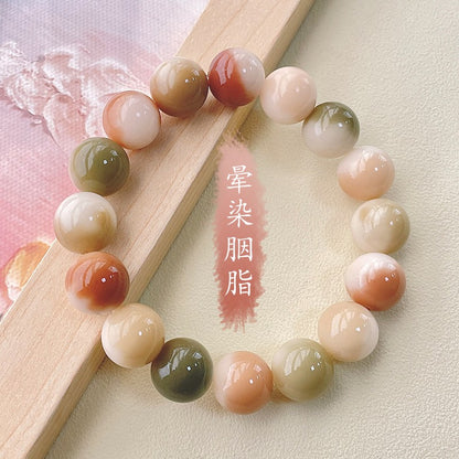 Lime White Jade Bodhi Root Buddha Beads Bracelet