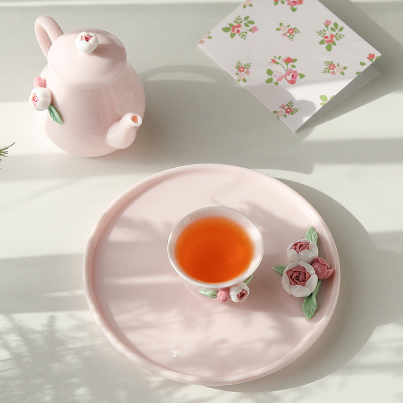 Handmade Pinching Flower Light Luxury Small Teapot