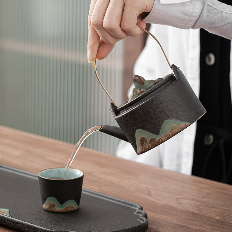 Japanese-Style Mountain Shadow Hand Painted Tea Pot