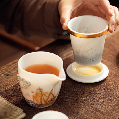 Smooth Sailing Blanc De Chine Travel Tea Set