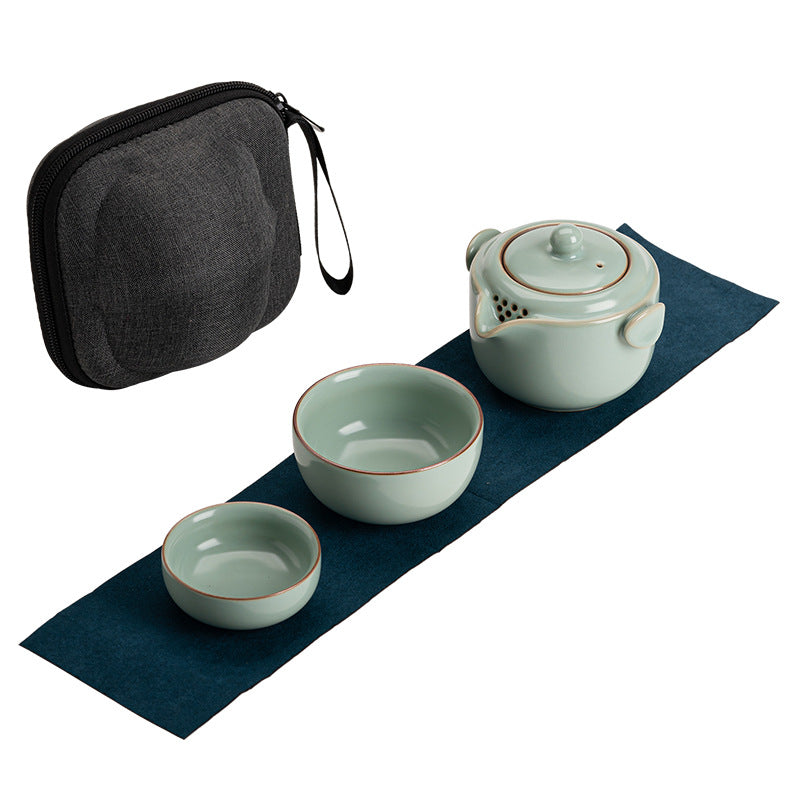 Ru Kiln Elegant Portable Travel Tea Set
