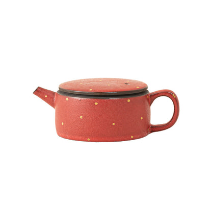 Persimmon Glaze Powder Pointing Gold Hanwa Handmade Teapot