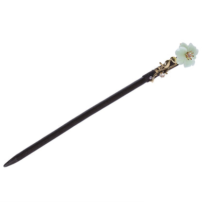 Simple Daily Floral Metal Branch Wooden Hairpin