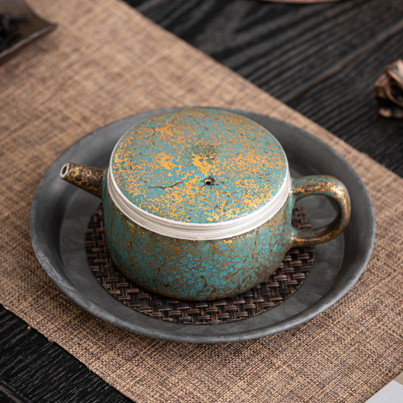 Natual Kiln Change Gold and Silver Glazed Tea Pot