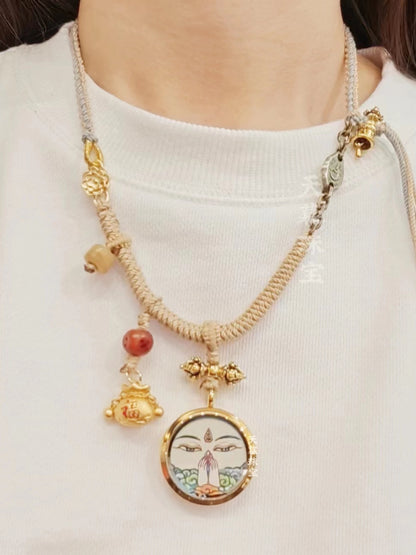 Tibetan Thangka Thousand-Armed Guanyin Pendant Necklace