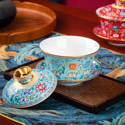 Classic Tricolor Enamel Gaiwan