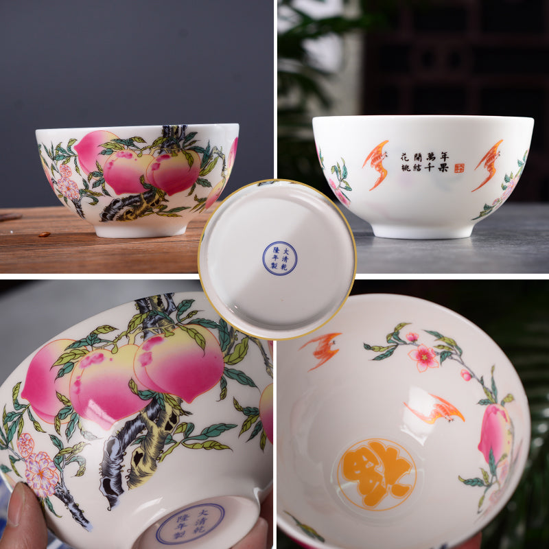 Longebity Gift Enamel Color Noble Bone China Bowl &amp; Plate Tableware