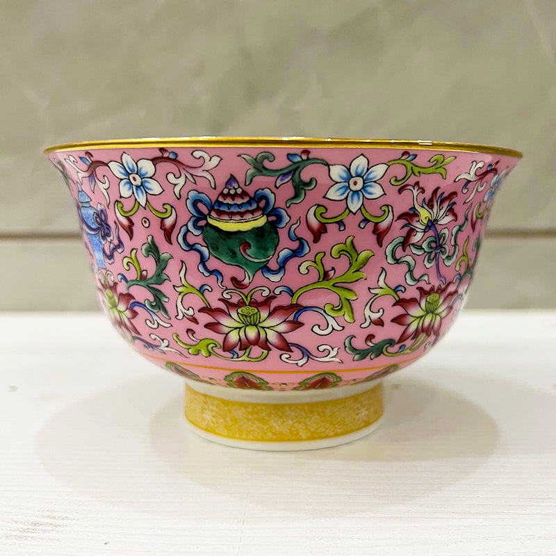 Gold Painted Enamel Color Noble Bone China Bowl