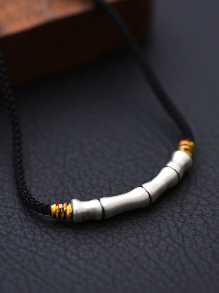 Sterling Silver Bamboo Necklace Pendant Clavicle Chain