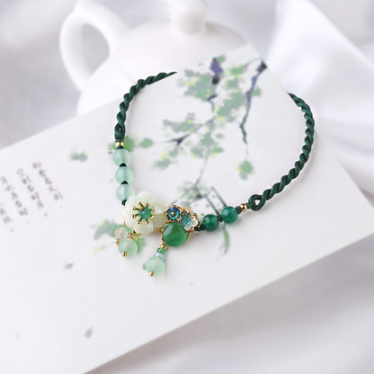Exquisite Green Agate Cyan Jade Foot Chain