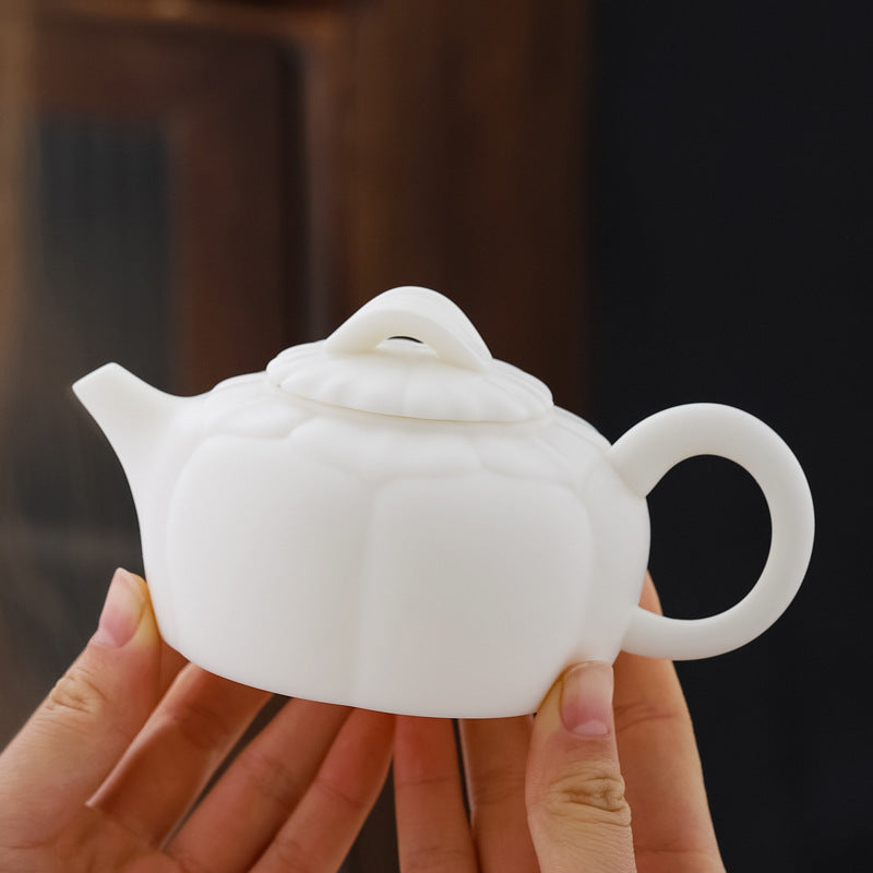 White Jade Vegetarian Burning White Porcelain Teapot