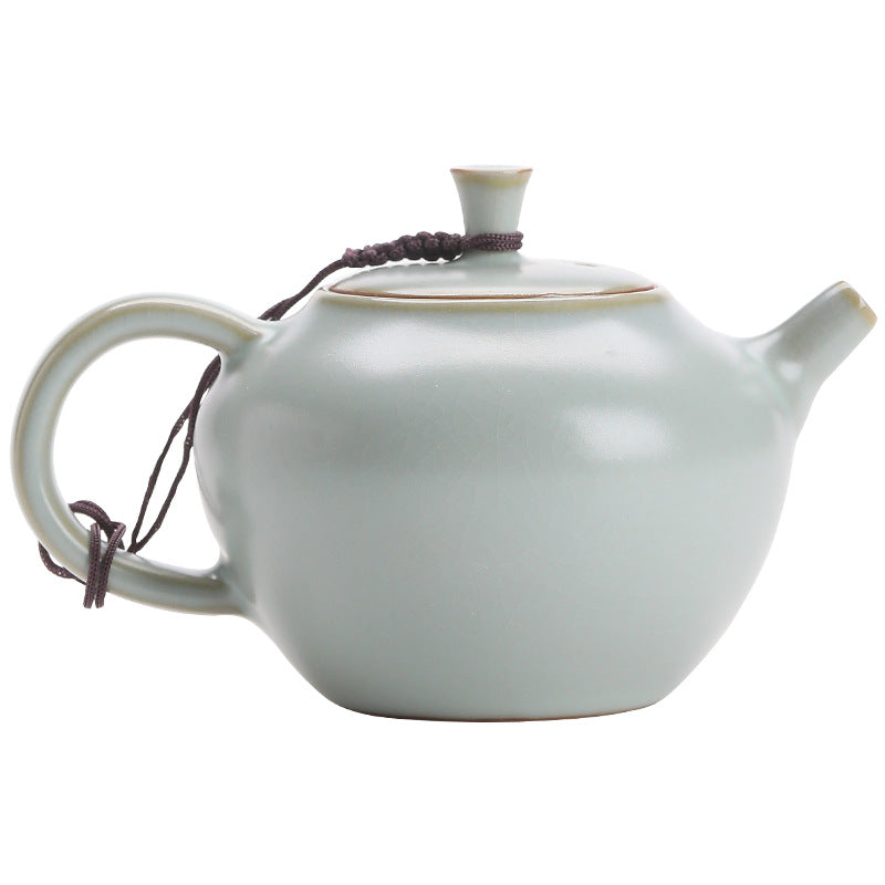 Ru-Porcelain Ping an Pot Cicada Wing Gracked Glaze Teapot