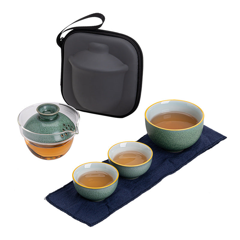 Outdoor Portable Green Travel Tea Set
