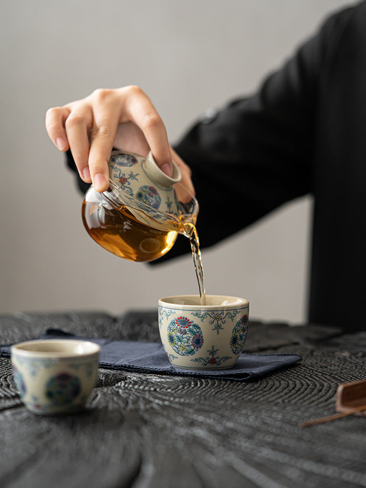 Retro Blue and White Portable Cup Tea Set