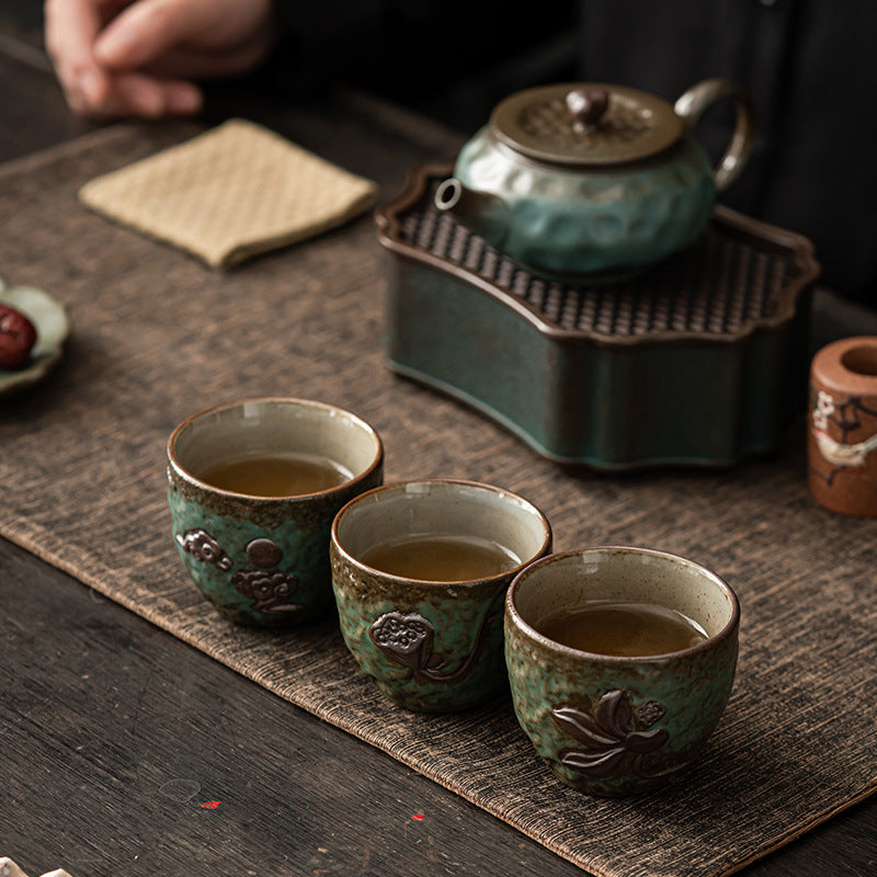 Handmade Vintage Japanese Kiln Tea Cup Set