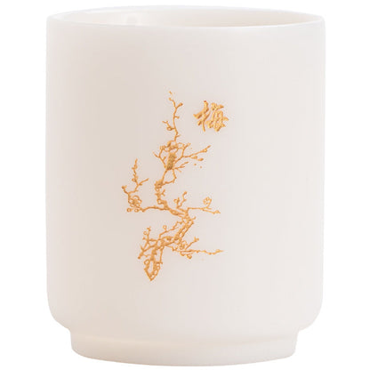 White Jade Plum Blossoms Orchids Bamboo Tea Cup