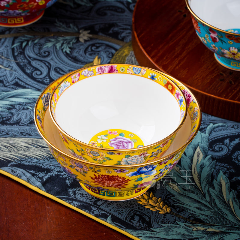 Enamel Color Gold-Painted Bone China Bowl