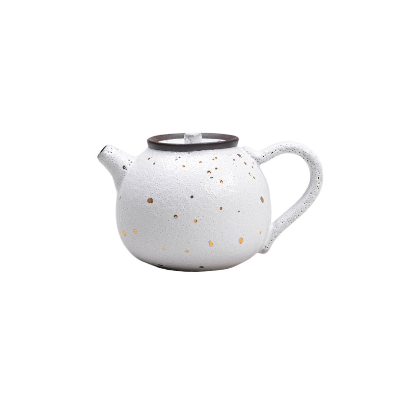 Gold White Static Pot Hand-Made Gold Point Ceramic Teapot