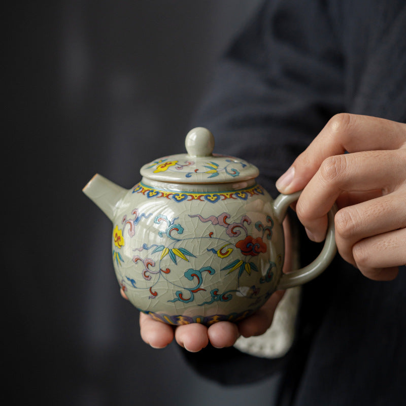 Colorful Retro Old Clay Teapot