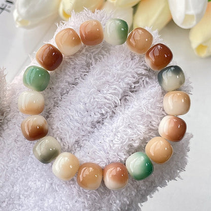 Lime White Jade Bodhi Root Buddha Beads Bracelet