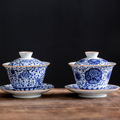 Retro Blue and White Porcelain  Gaiwan