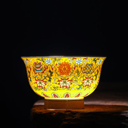 Gold Painted Enamel Color Noble Bone China Bowl