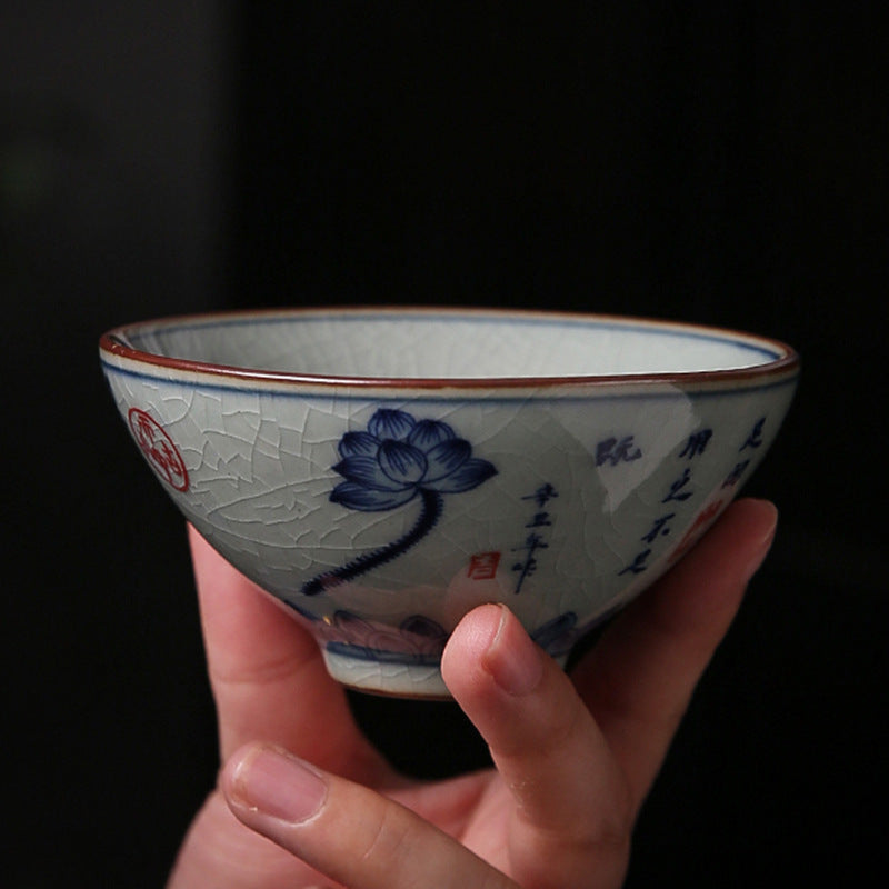 Antique Blue and White Bamboo-Hat Cup