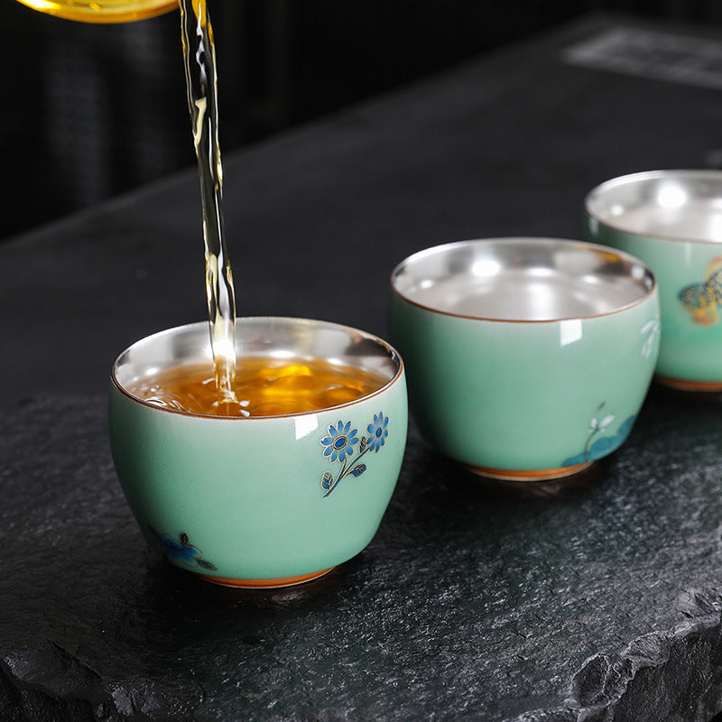Silver Gilded Tea Cup Set