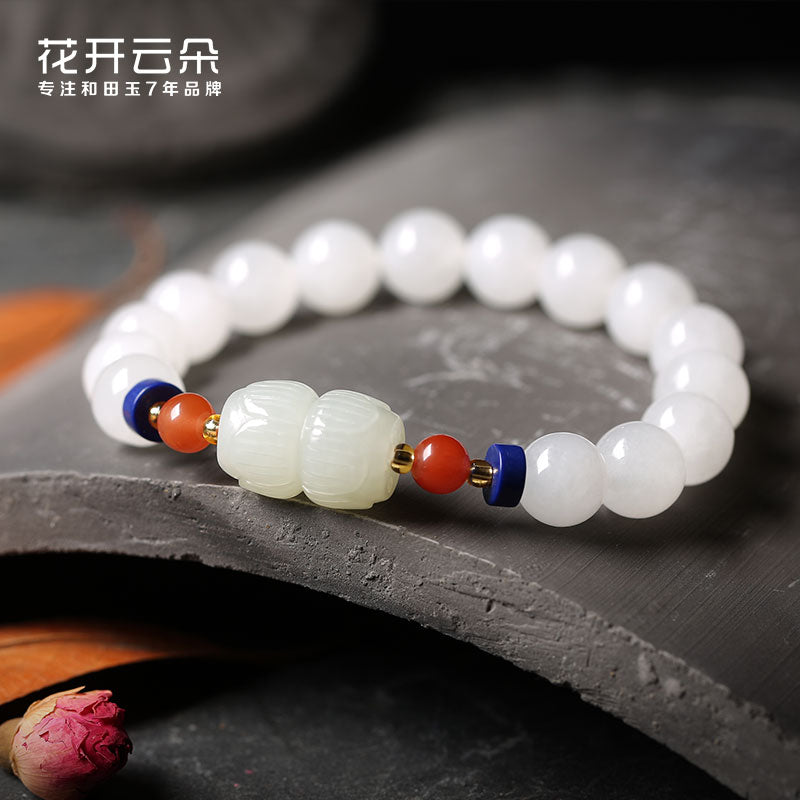 White Jade Beads Peaceful Bracelet