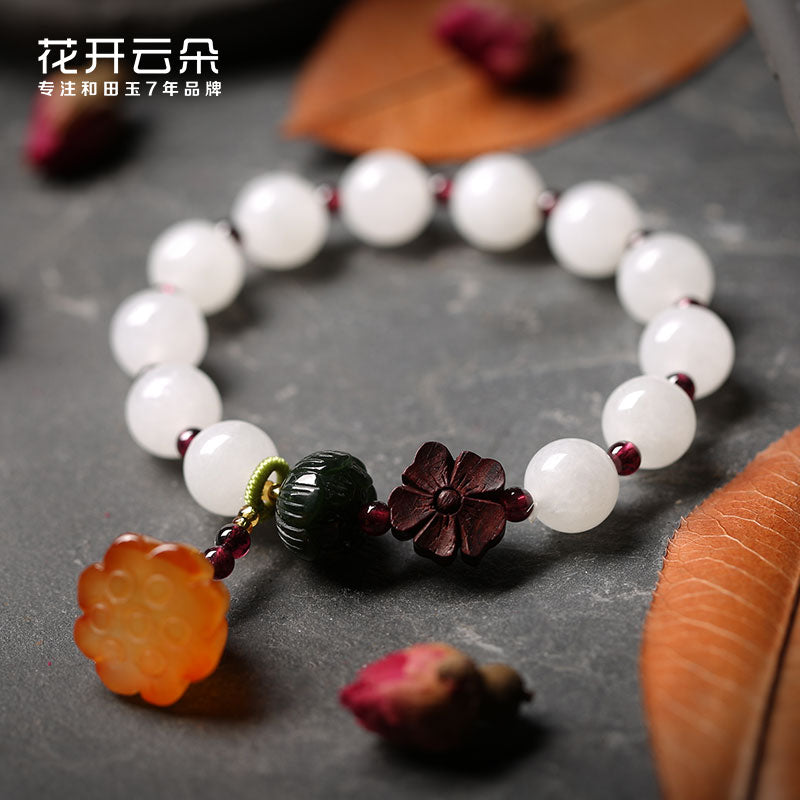 White Jade Beads Peaceful Bracelet