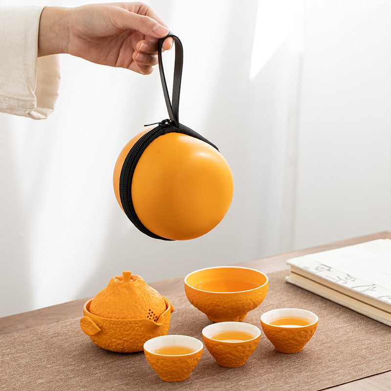 Outdoor Portable Orange Travel Tea Cup Set