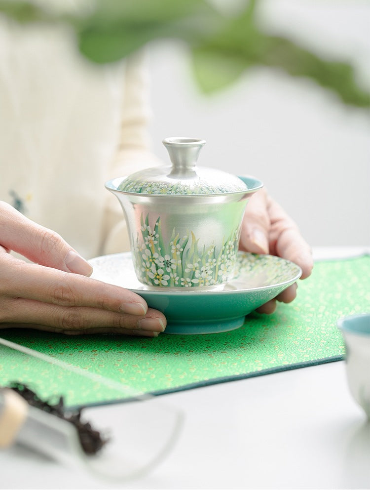 Light Luxury Silver Painting Tea Set
