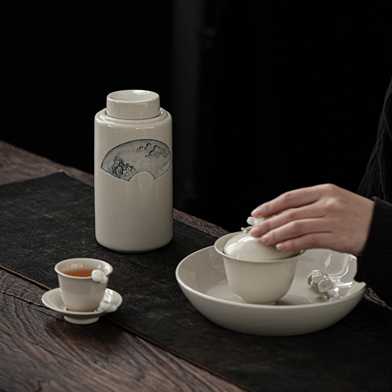 Chinese Retro Gray Tea Jar Sealed Jar