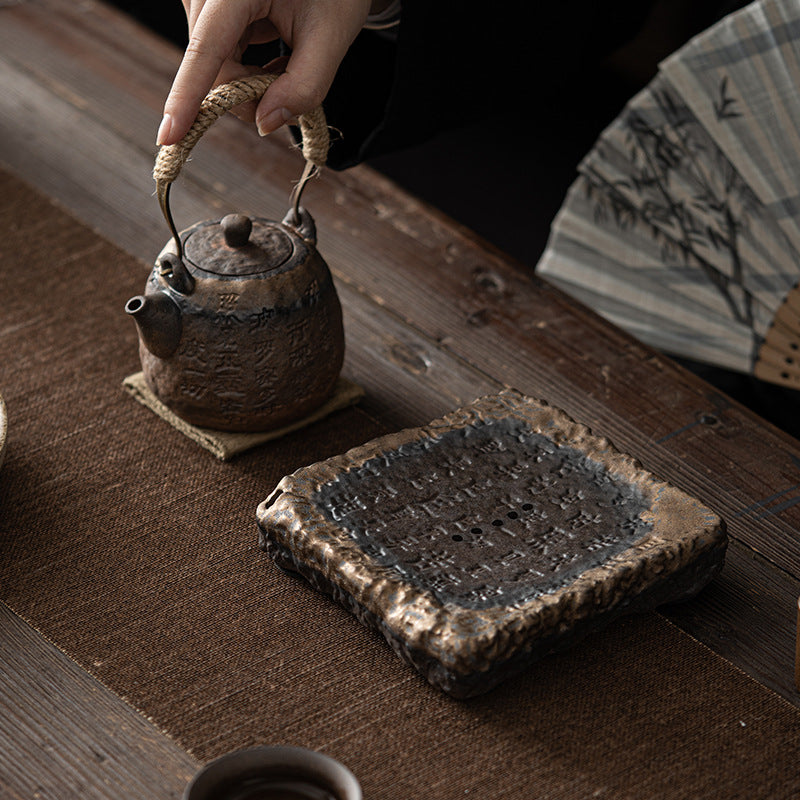 Japanese Style Stoneware Gold Beam Teapot