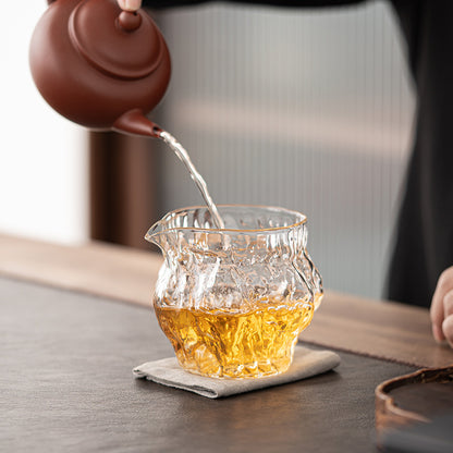 Japanese Style Walnut Pattern Glass Fair Cup Thick Heat-Resistant Transparent Hammer Pattern Fair Cup Tea Pitcher Kung Fu Tea Utensils