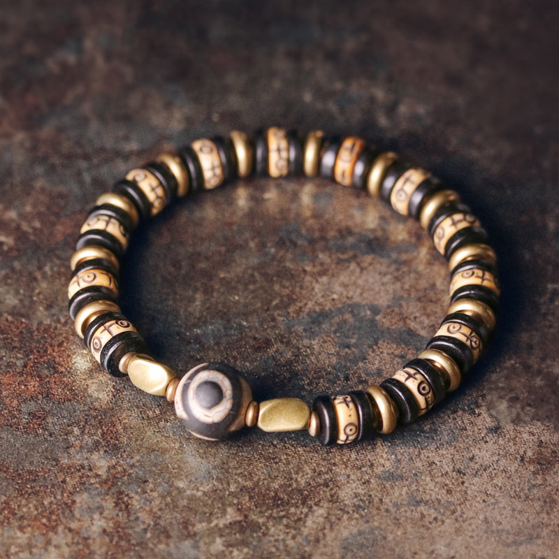 Retro Yak Bone Copper Beads Bracelet