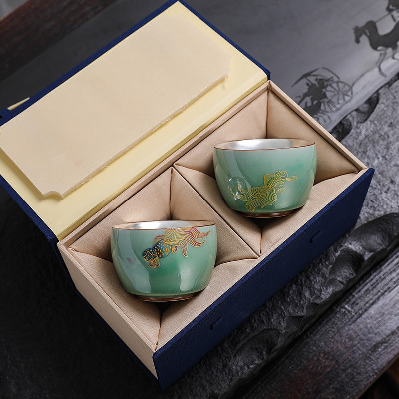 Silver Gilded Tea Cup Set