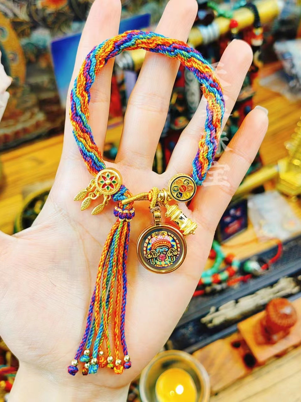 Hand-Woven Regong Mineral Zachilam Thangka Tibetan Bracelet