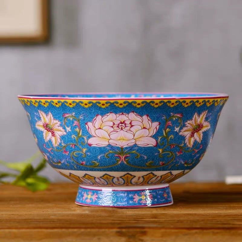 Flower Blossom Enamel Color Noble Bone China Bowl