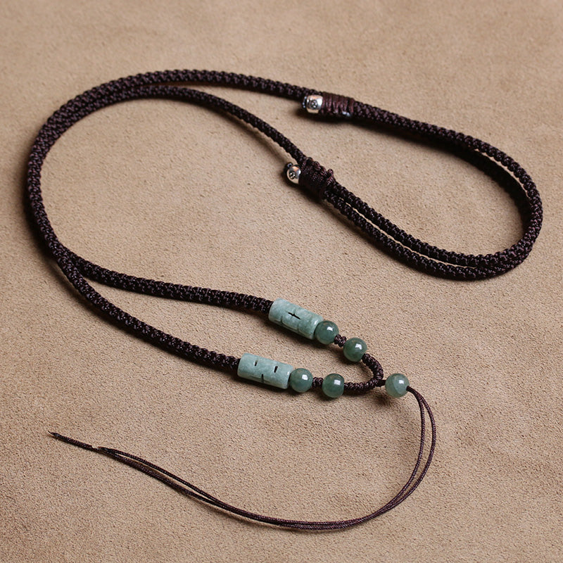 Hand-Woven Jade Pendant Lanyard Red Rope Necklace