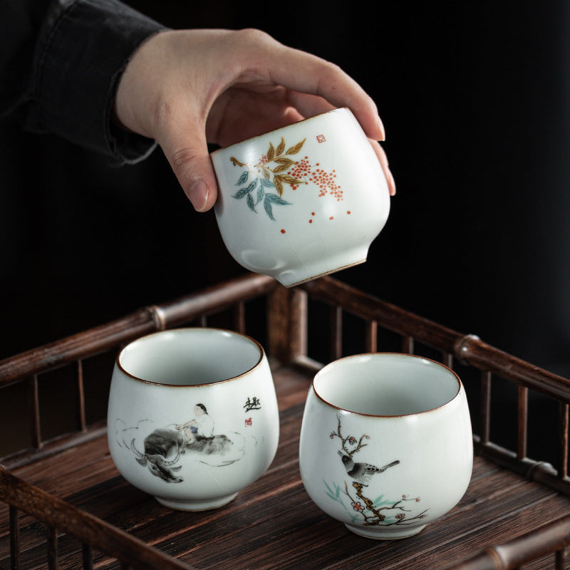 Antique Moon White Ru Ware Tea Cup